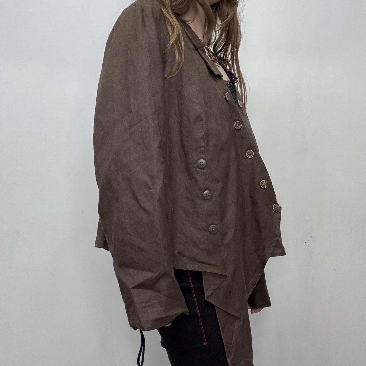 Brown asymmetric linen shirt