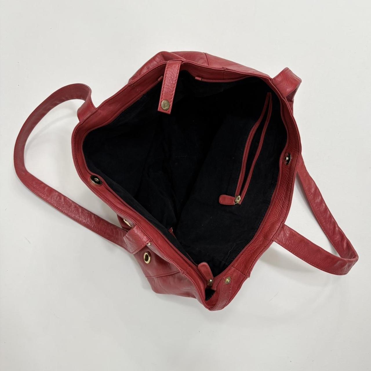 Red leather studded eyelet bag