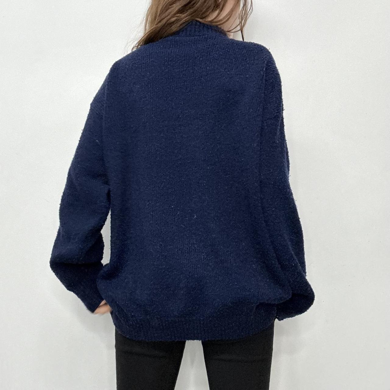 Slouchy navy knitted graphic jumper