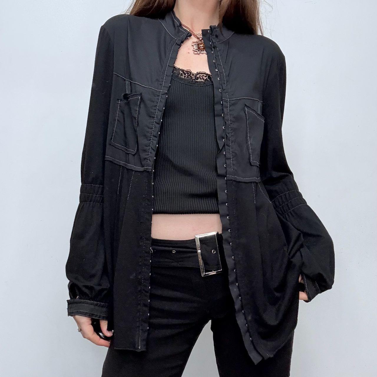 Flared hook and eye shirt
