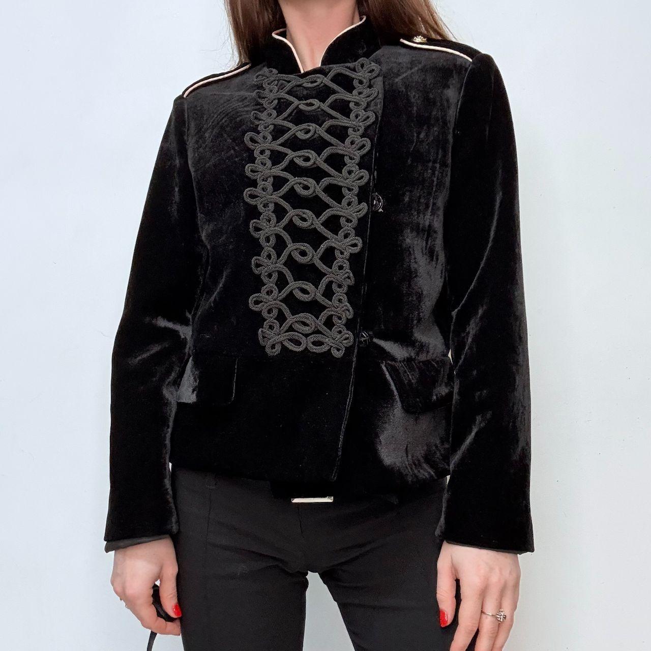 Asyemmtric black baroque military jacket