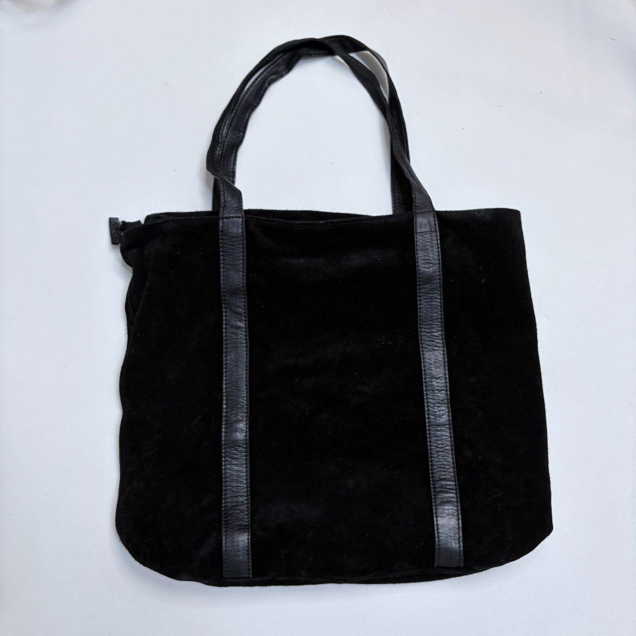 Black suede studded hardware bag