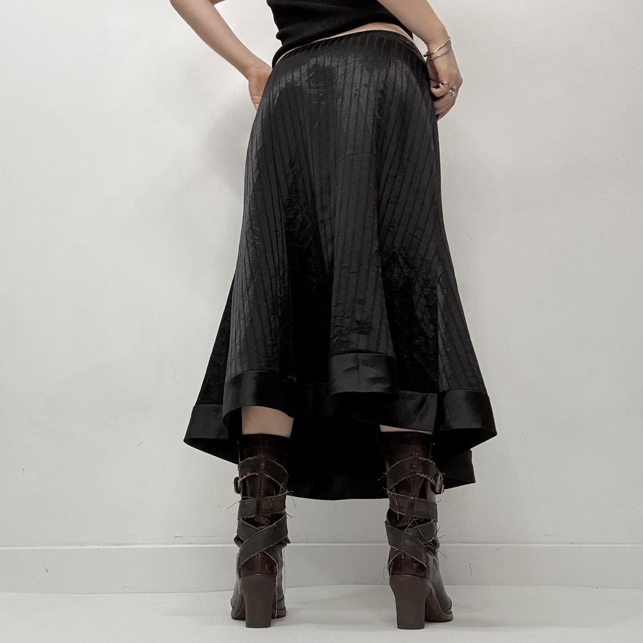 Black satin pinstripe skirt