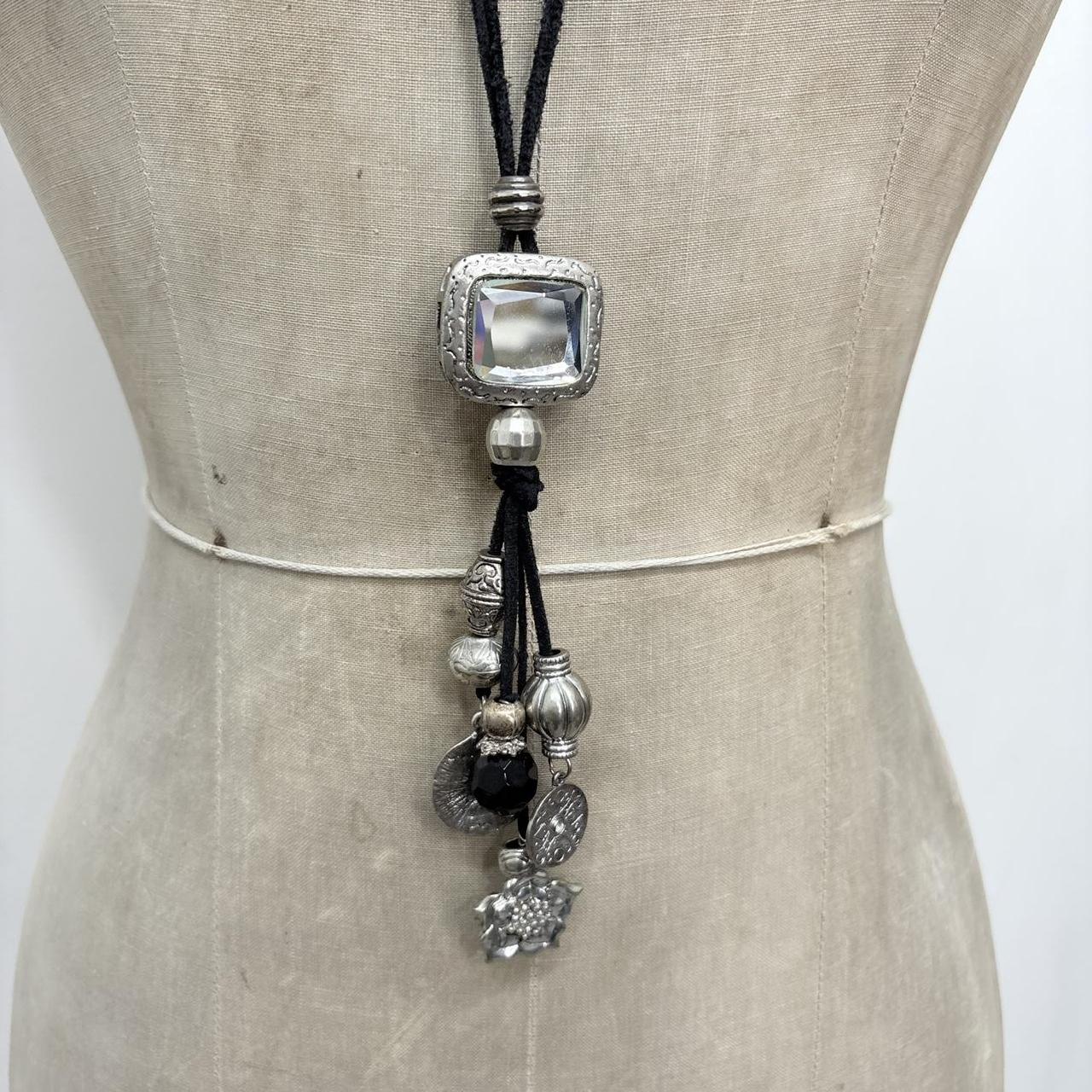 Black long layered necklace