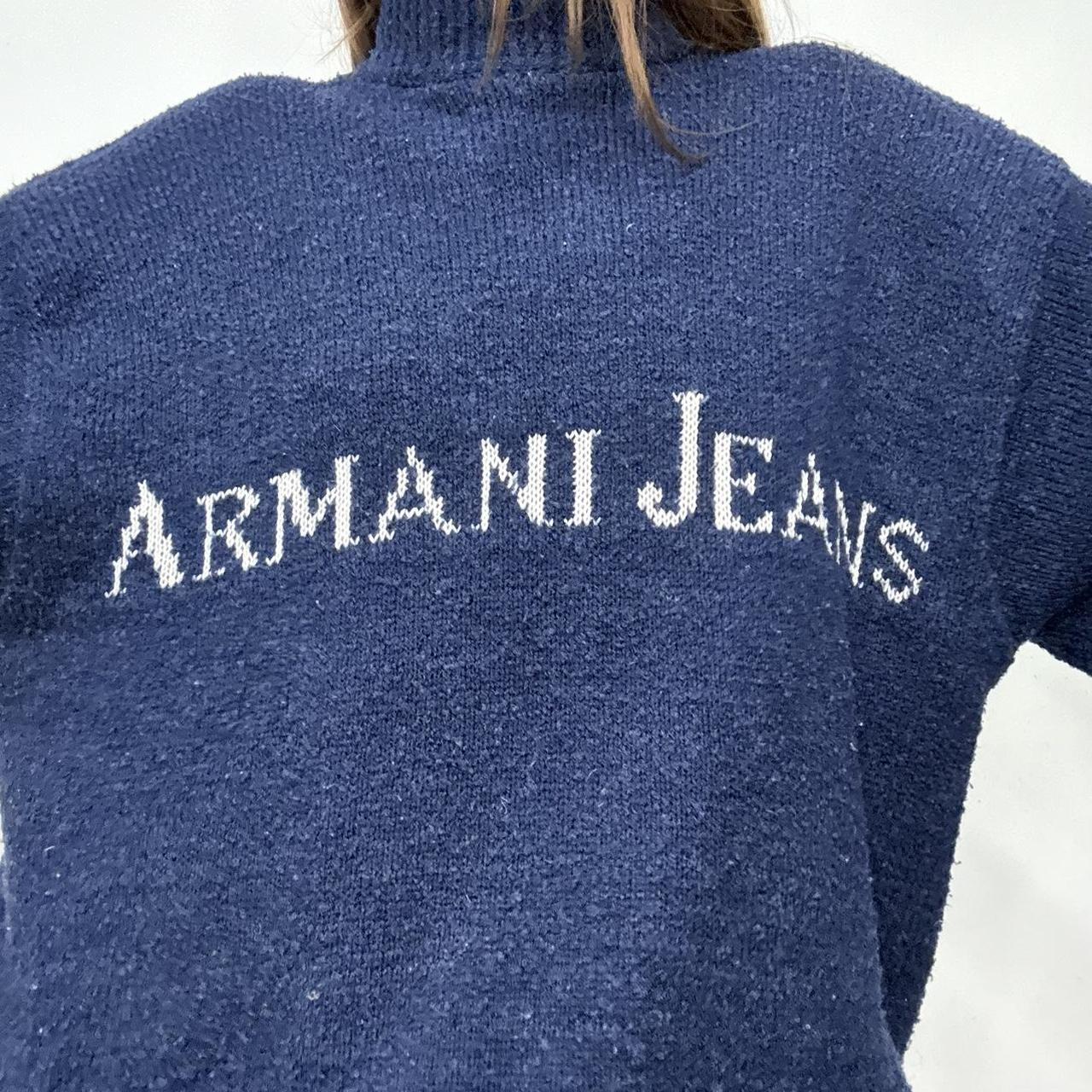 Slouchy navy knitted graphic jumper