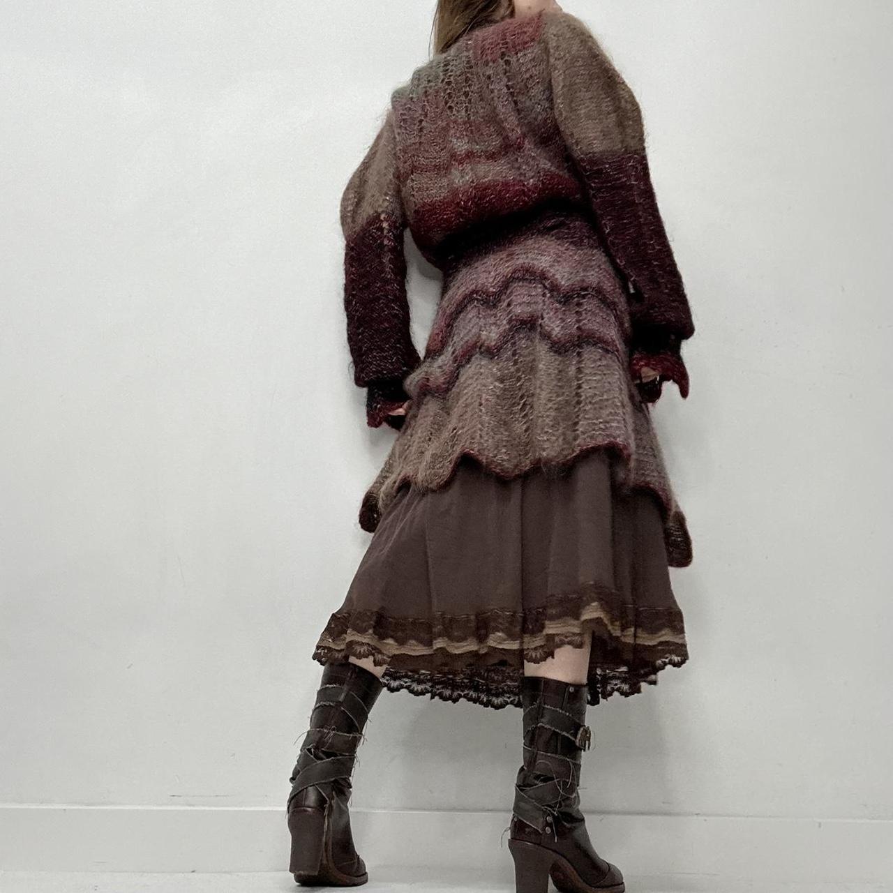 Sheer mohair knit long cardigan