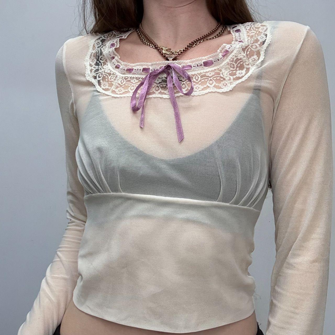 Sheer mesh lace lingerie shirt