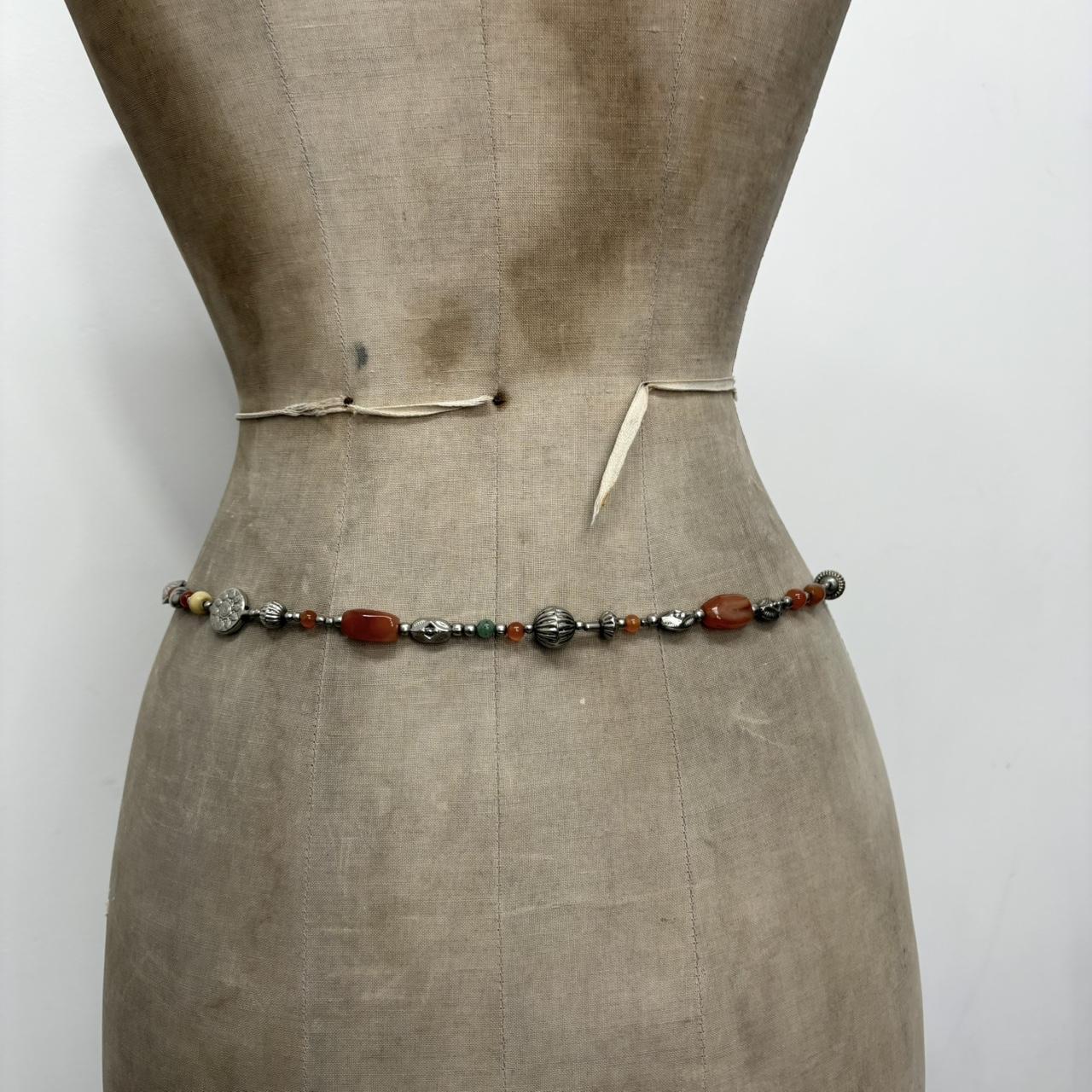 Gemstone silver bead waist chain