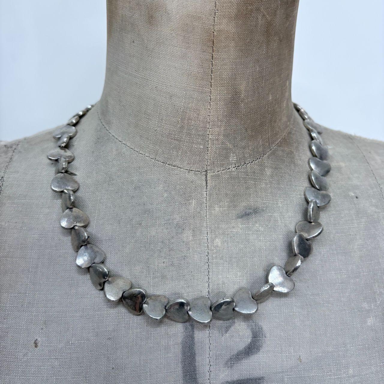 Chunky love heart silver charm necklace