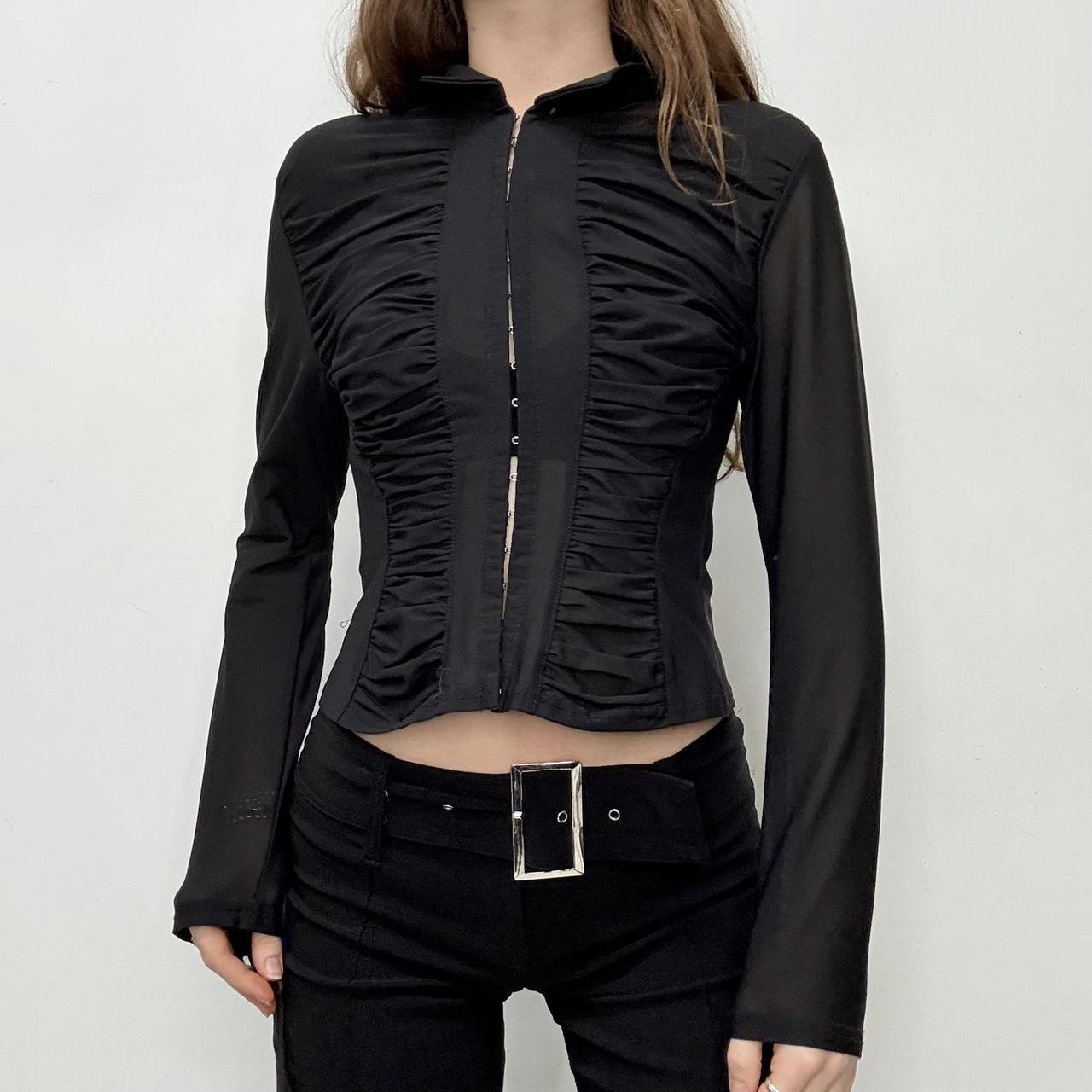 Black cinched corset shirt