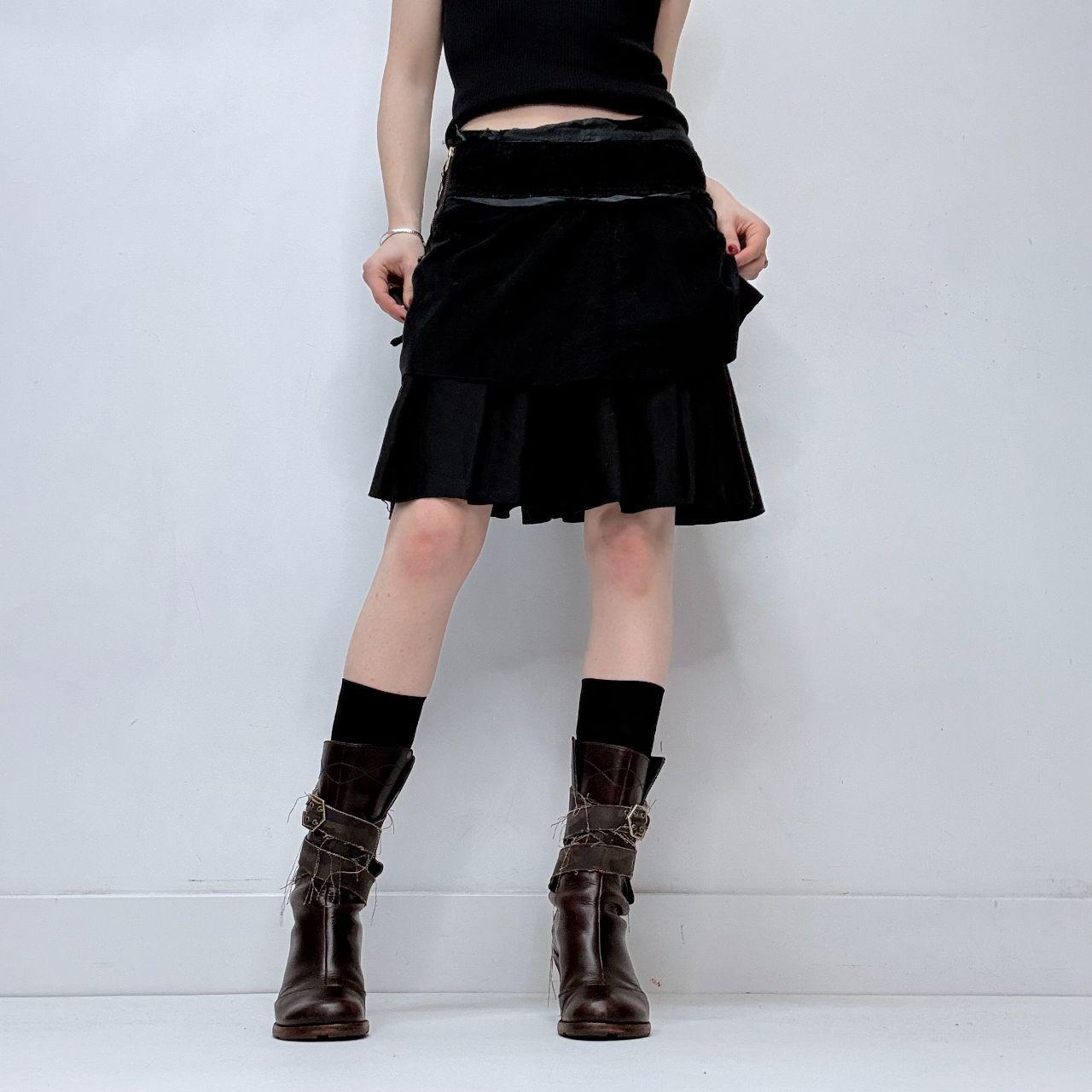 Black pleated mini ruffle skirt