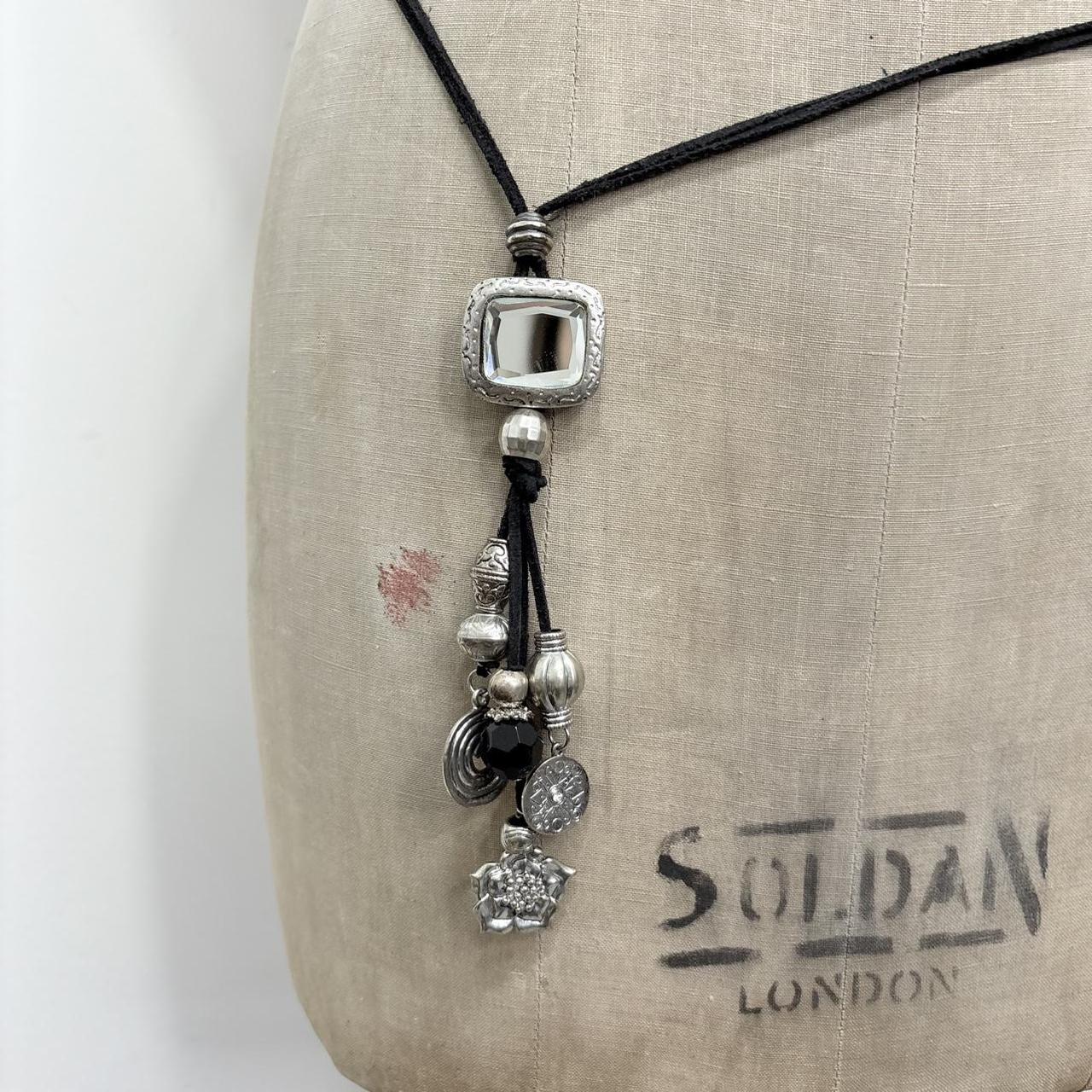 Black long layered necklace