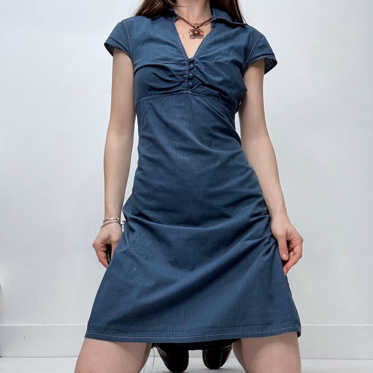 Blue checked mini dress