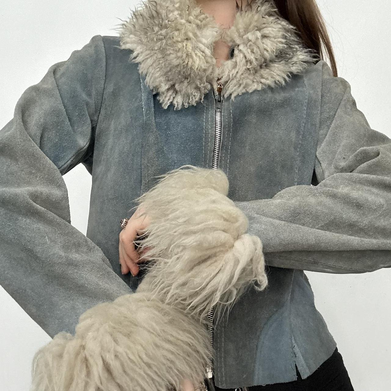 Sheepskin fur suede vintage jacket