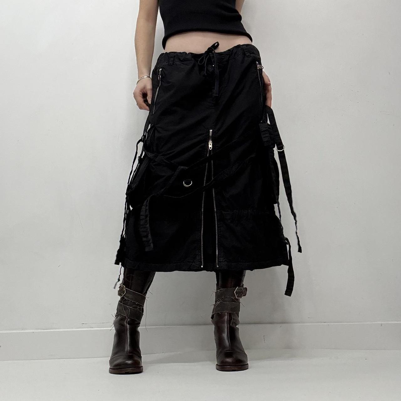 Black rave zip gothic utility skirt