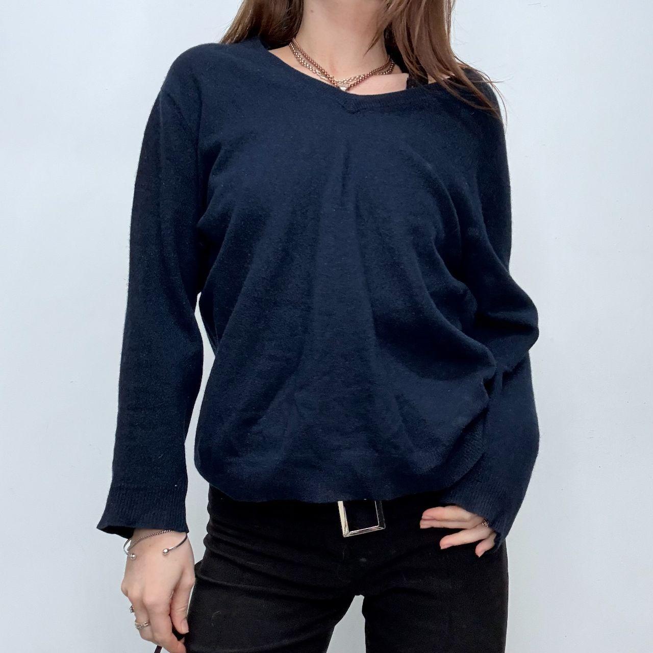 Navy wool knitted slouchy jumper
