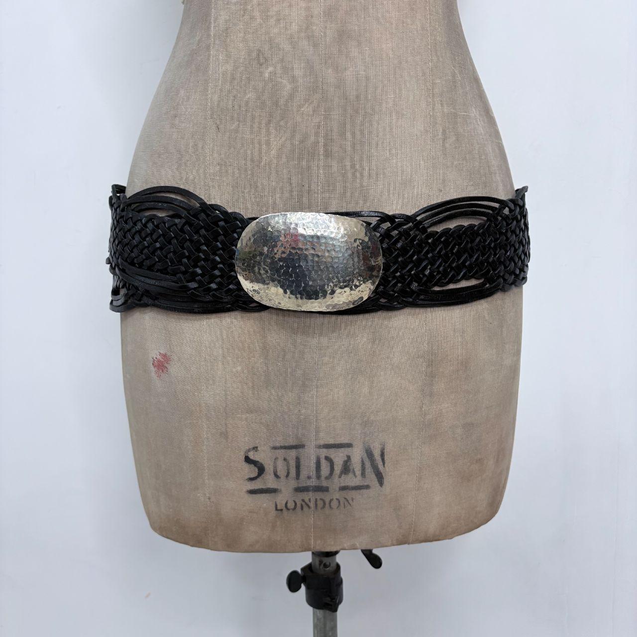 Black woven leather boho belt