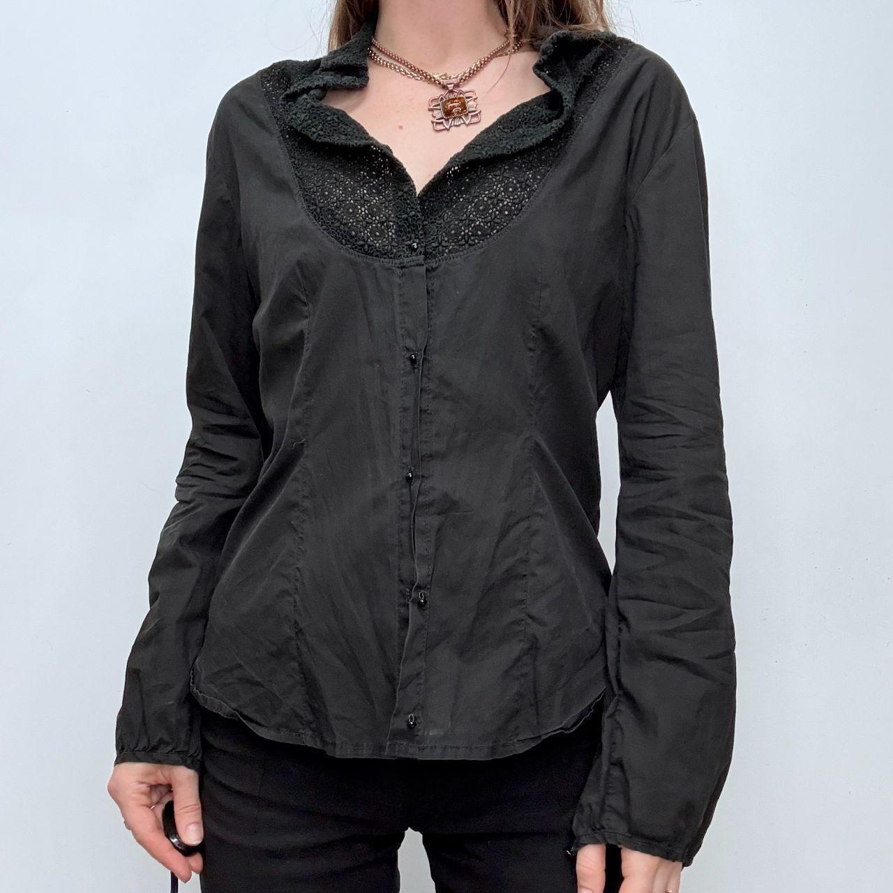 Black flared lace shirt