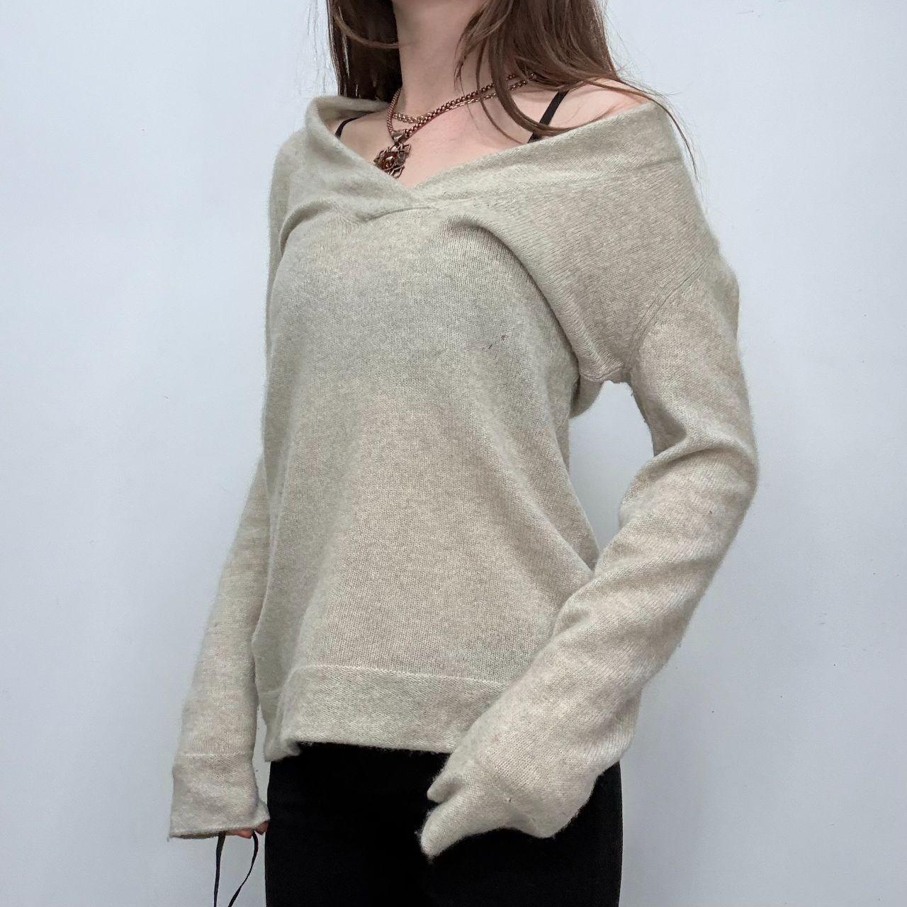 Grey slouchy wide neck knitted jumper