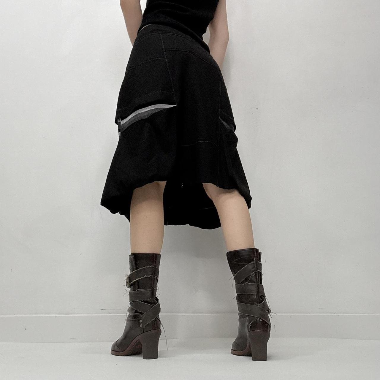 Black puff midi skirt