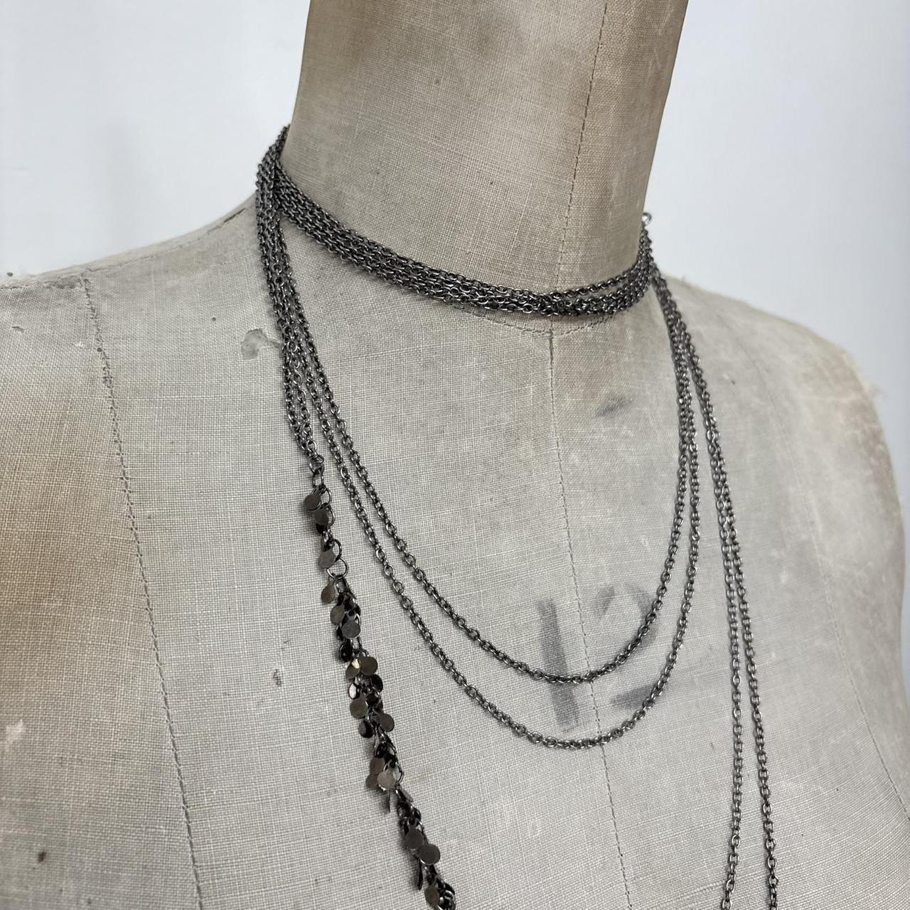 Silver beaded boho chain necklace