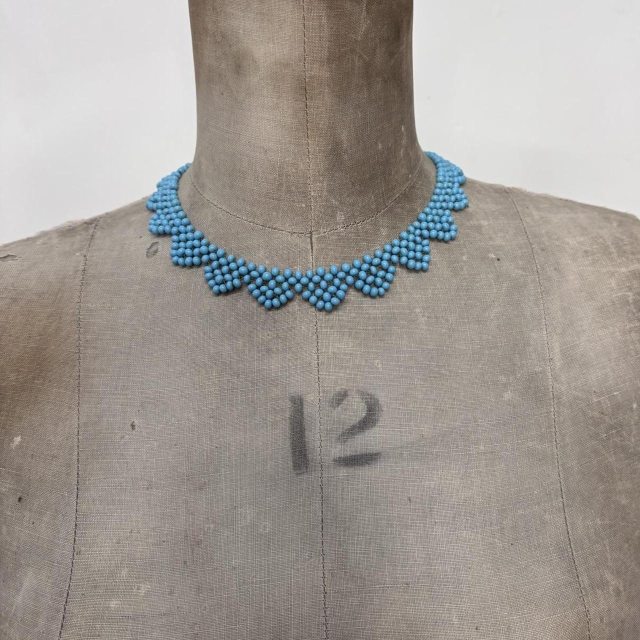 Blue beaded collar necklace