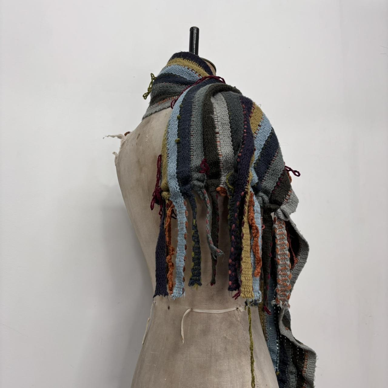 Striped wool knit scarf