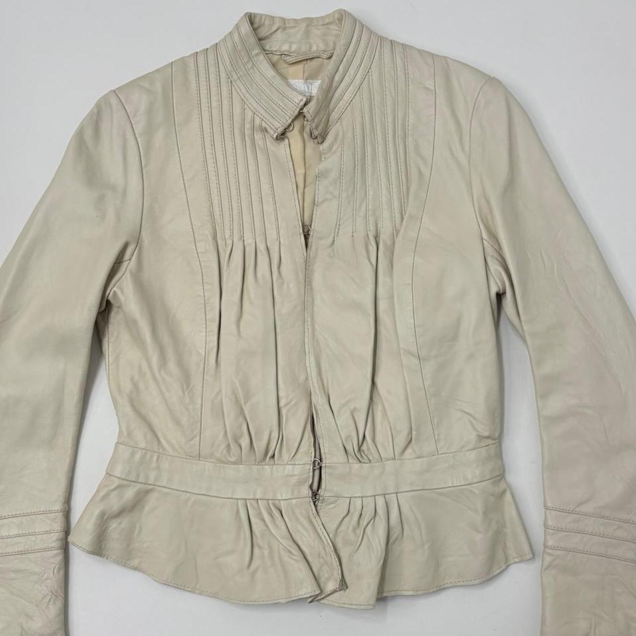 Cream pleated gathered jacket