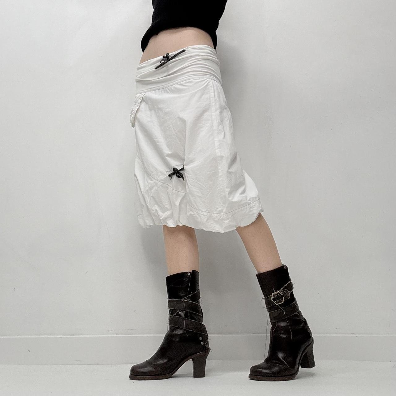 White puff foldover skirt