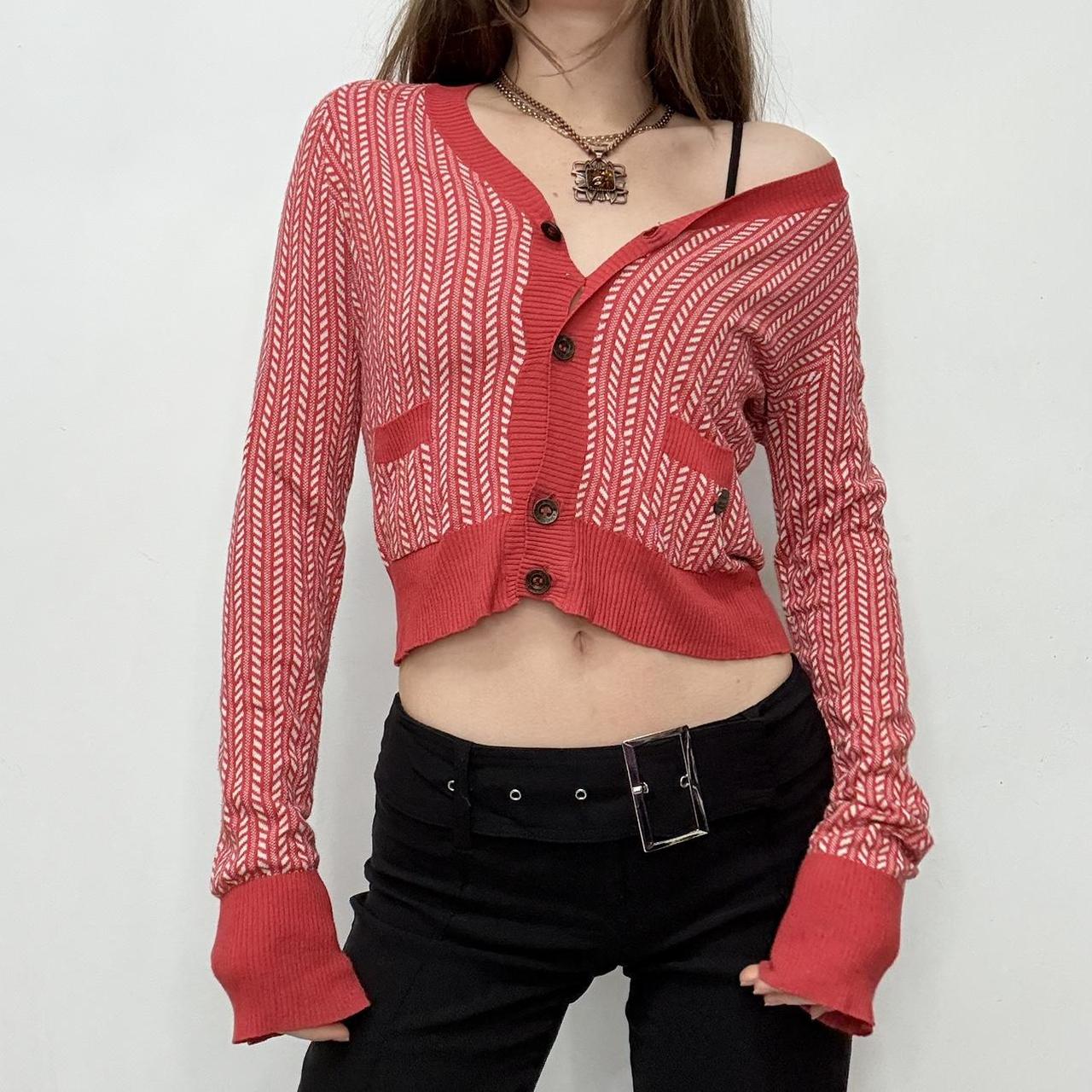 Red cropped slouchy diesel cardigan