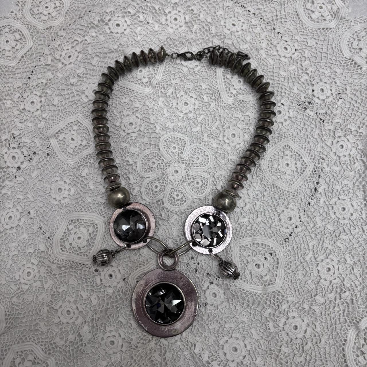 Chunky silver metal necklace