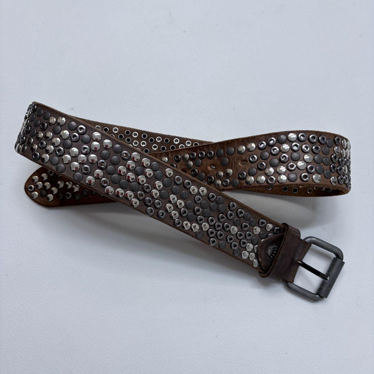 Brown leather studded grunge belt