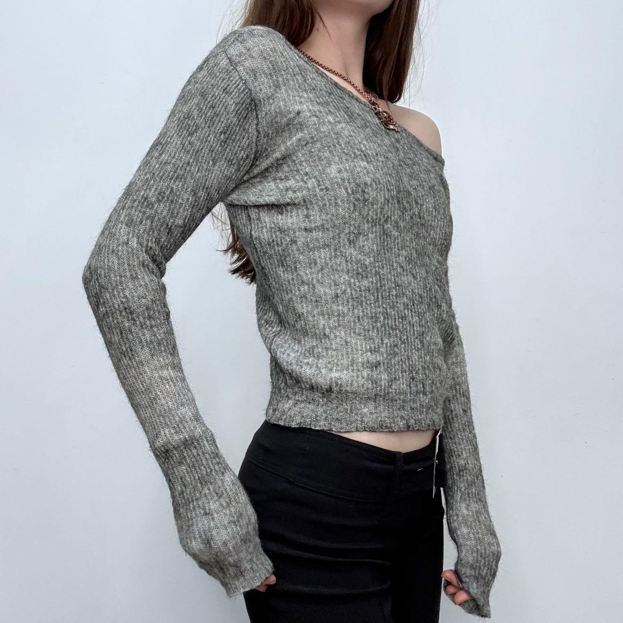 Grey ribbed wool knit jumper