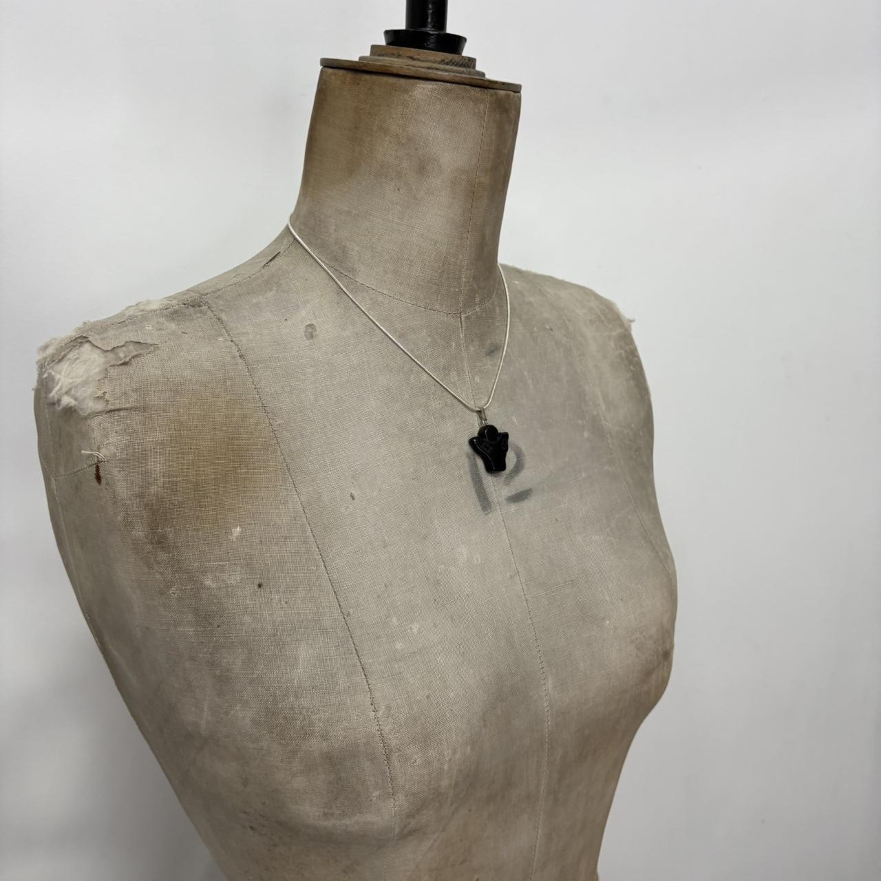 Black crystal angel necklace