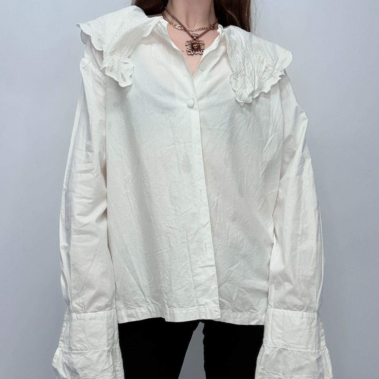 Antique white cotton lace blouse
