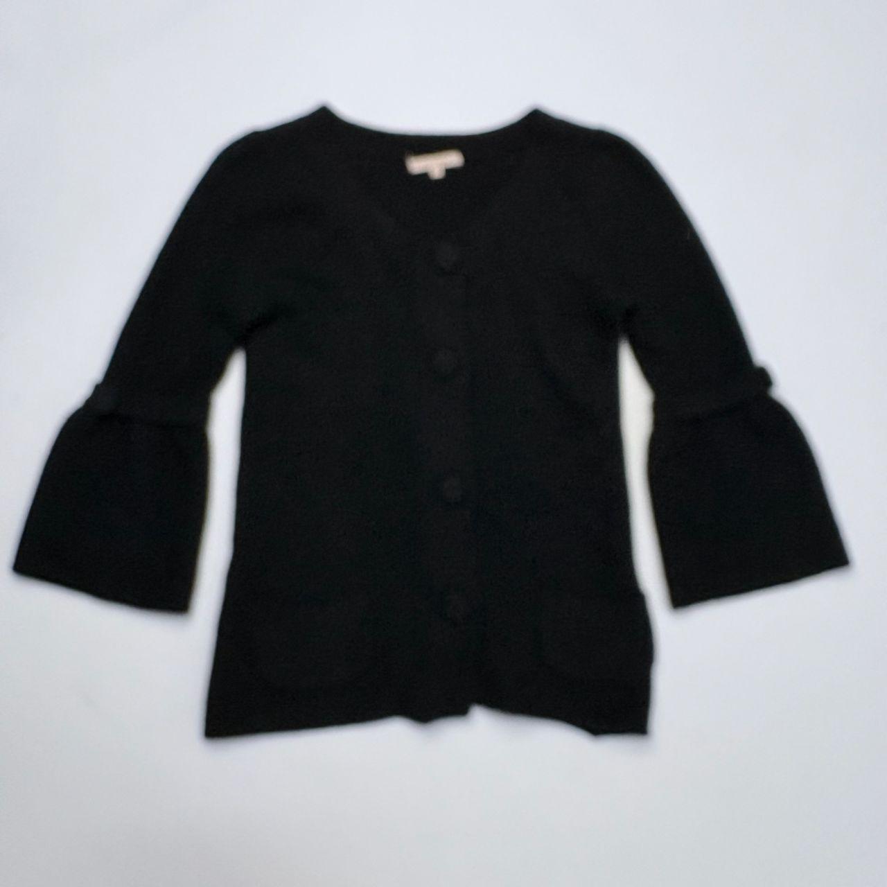 Black knitted flared button cardigan