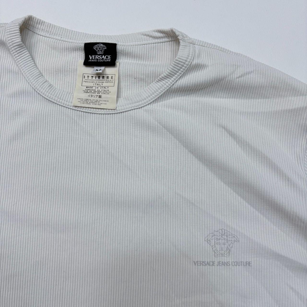 White ribbed versace long sleeve t-shirt