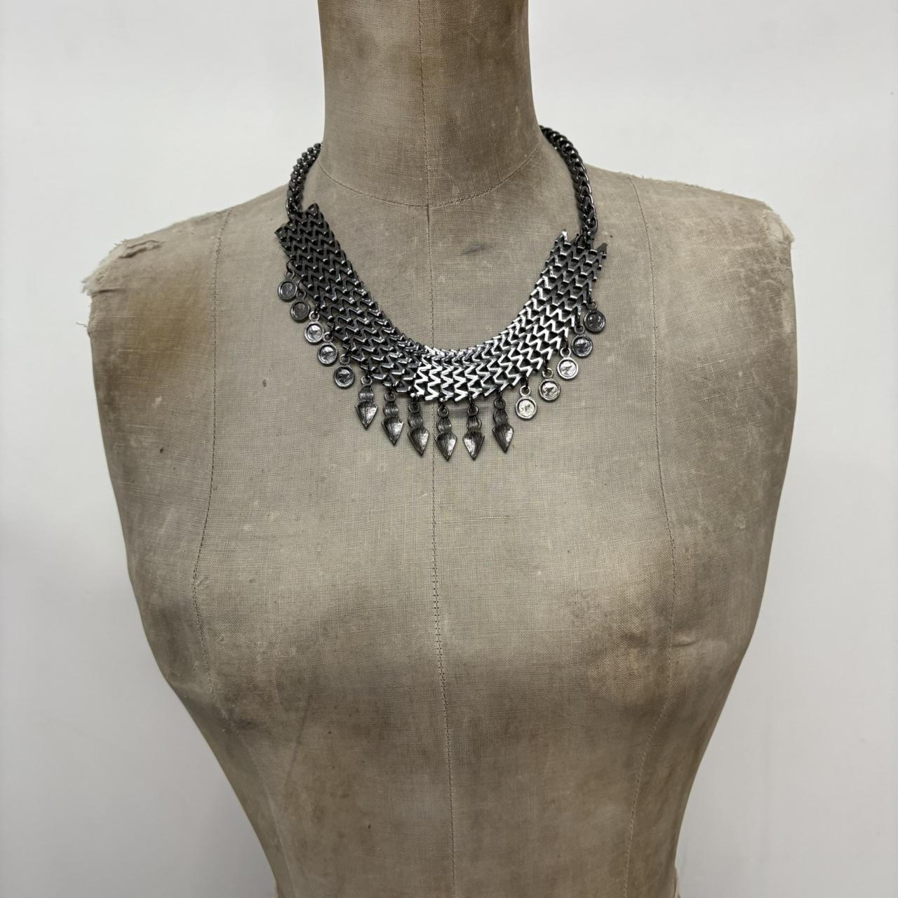 Chunky oversized dark silver necklace