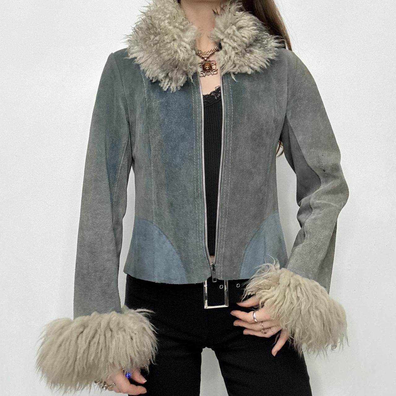 Sheepskin fur suede vintage jacket