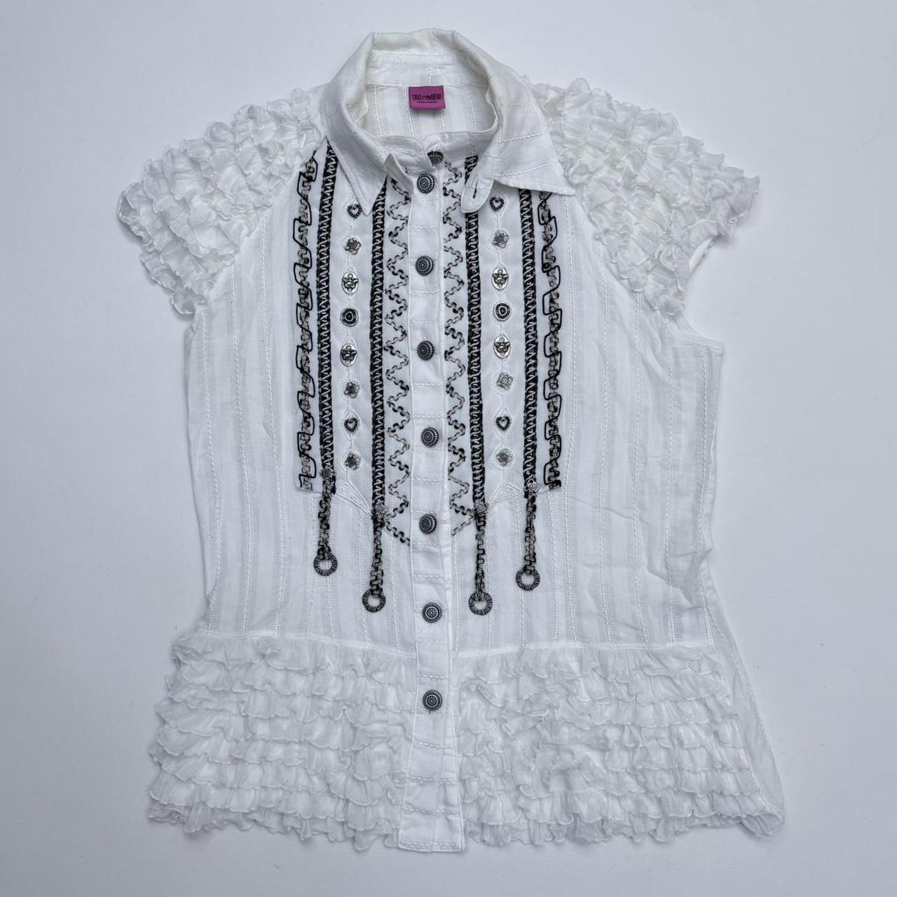 Save the queen ruffle lace shirt