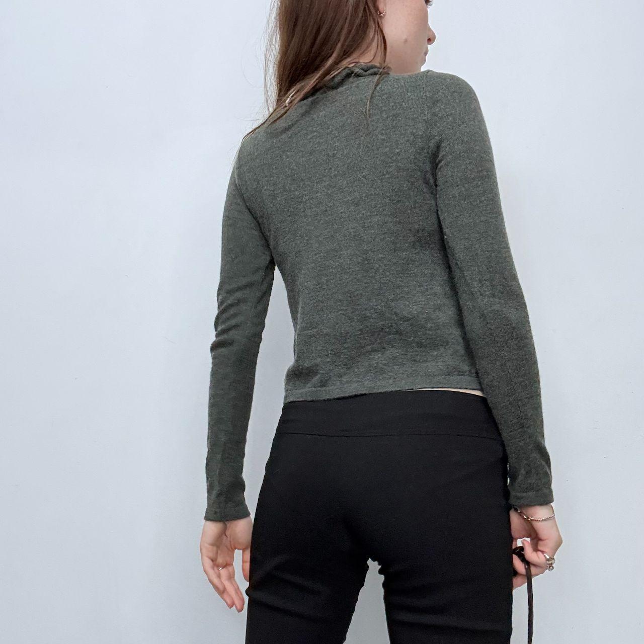 Grey cropped ruffle jumper