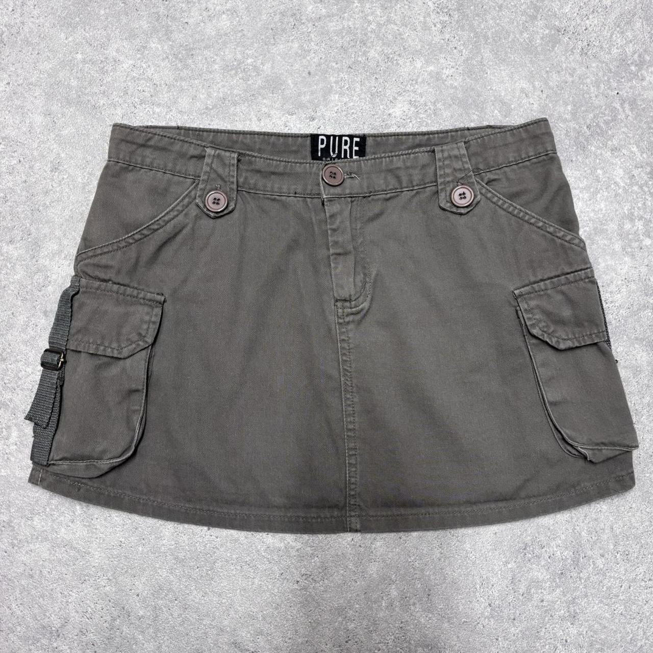 Khaki cargo utility mini skirt