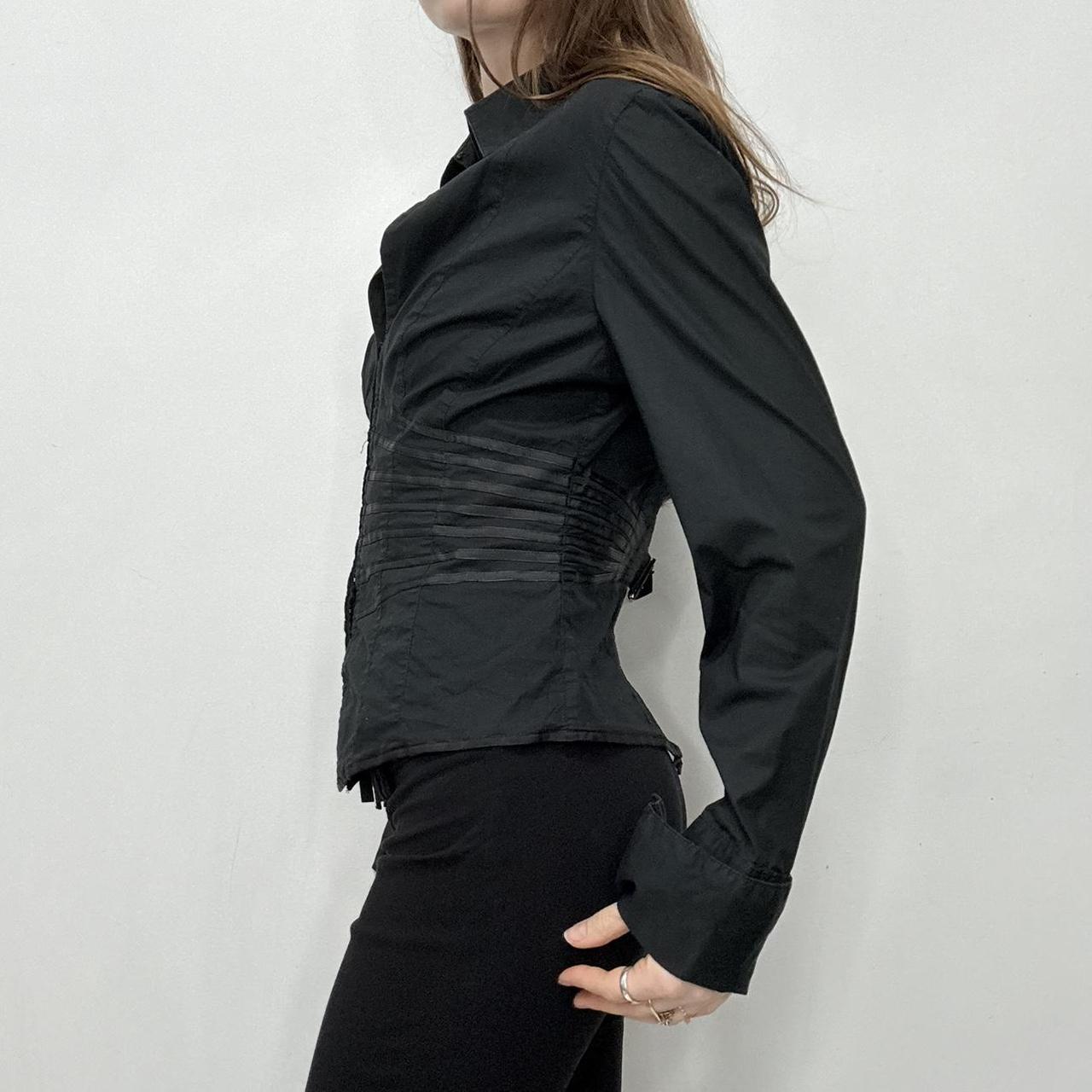 Black cinched corset shirt