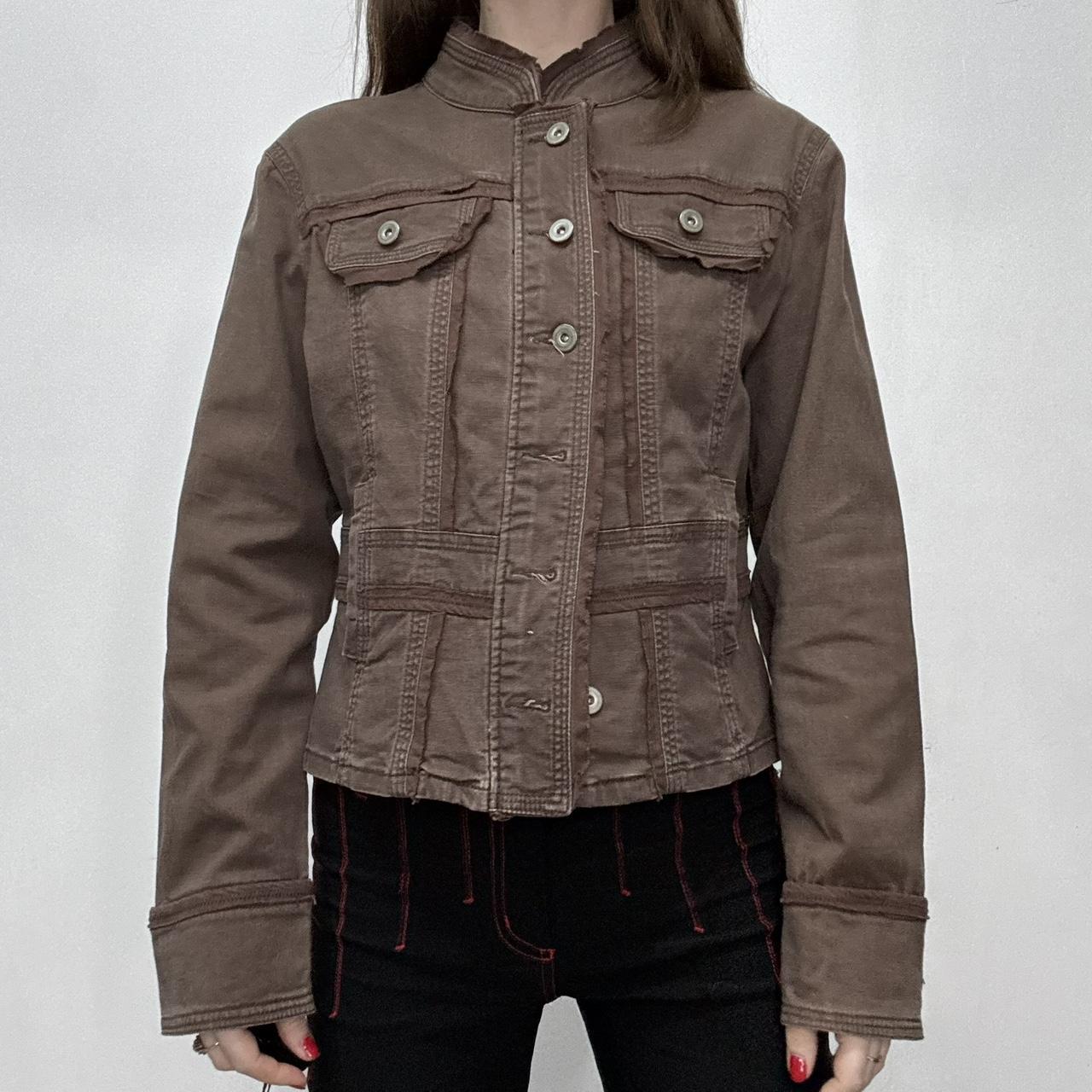 Brown boxy Lace denim jacket