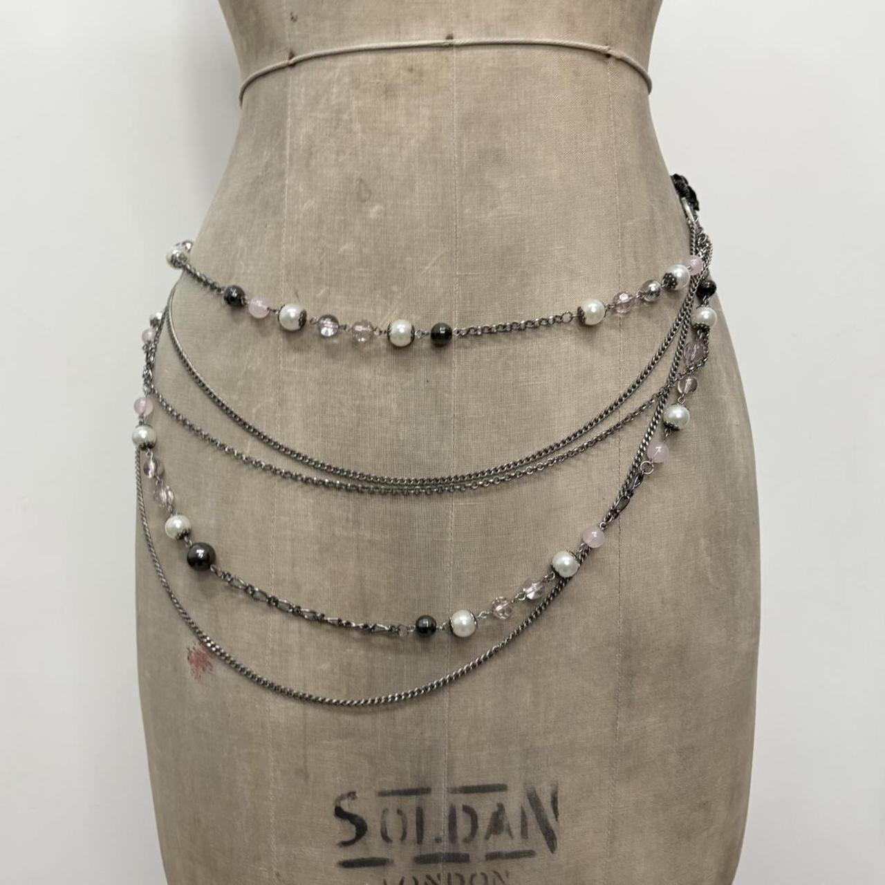 Silver metal layered waist chain belt
