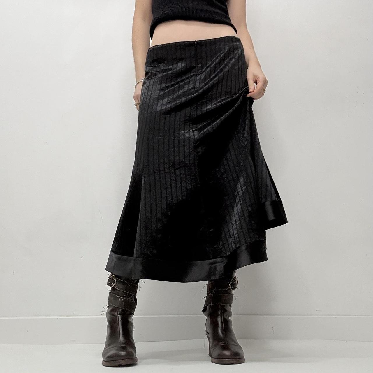 Black satin pinstripe skirt