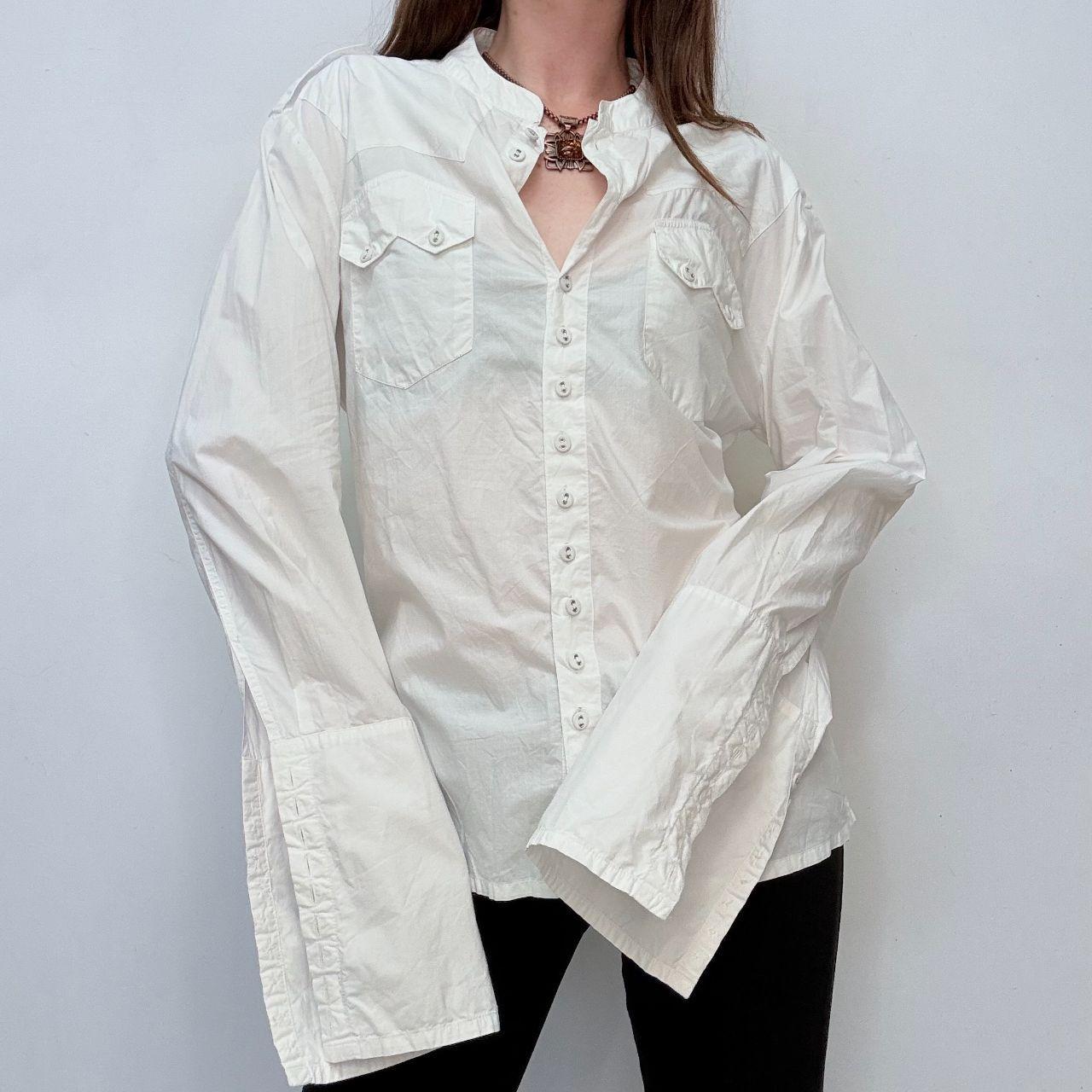 White button-up flare shirt