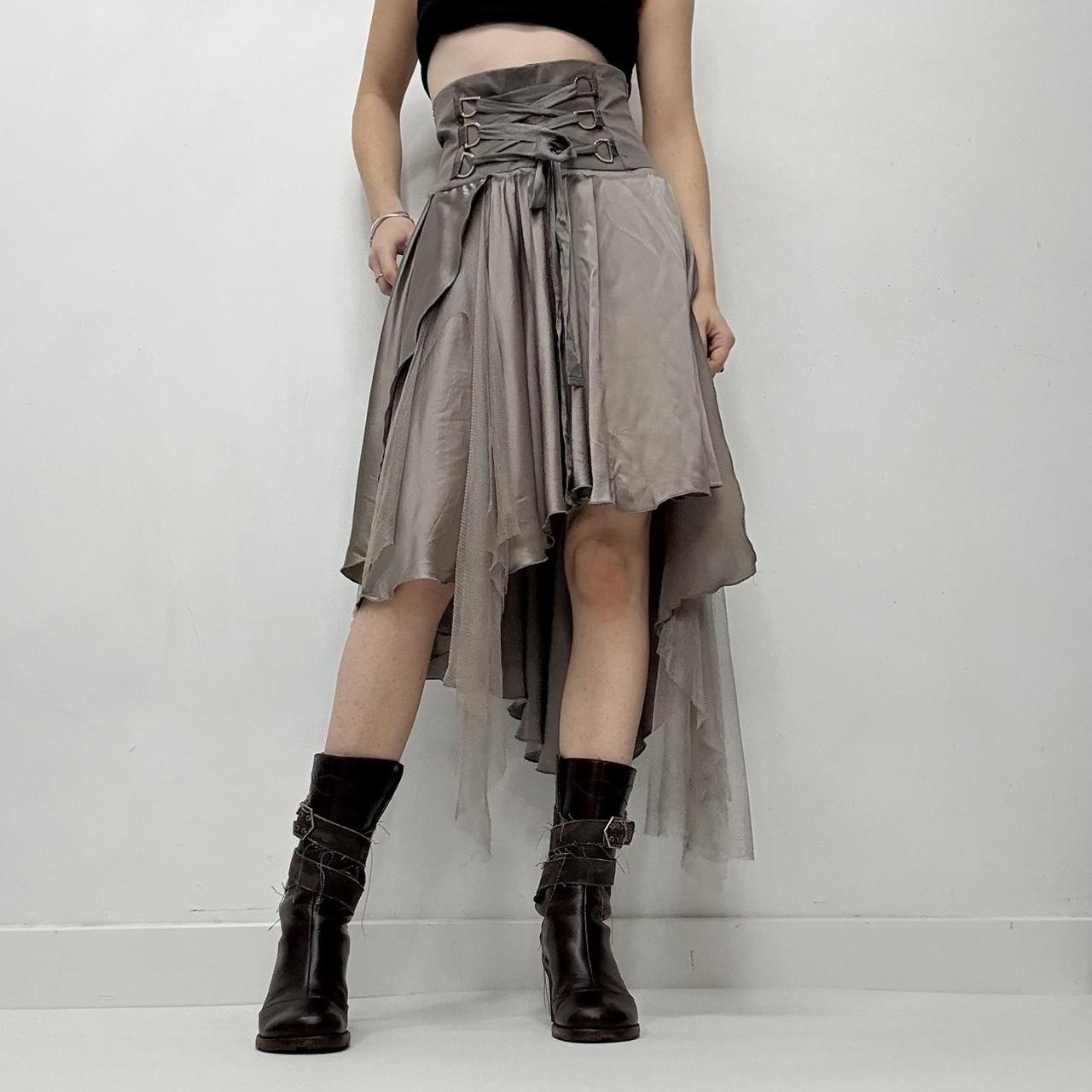 Floaty silk corset asymmetric skirt
