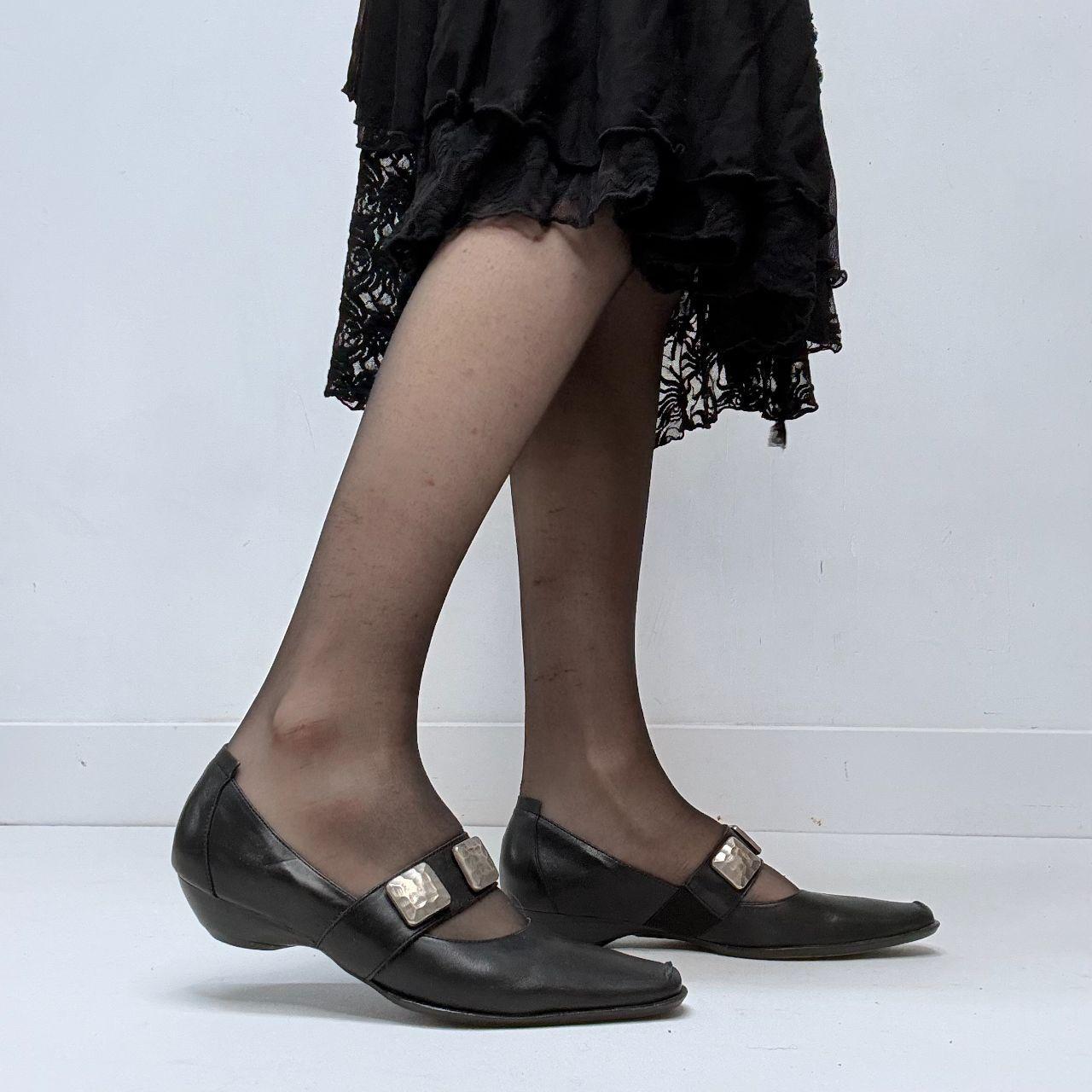Black pointed studded ballet flats