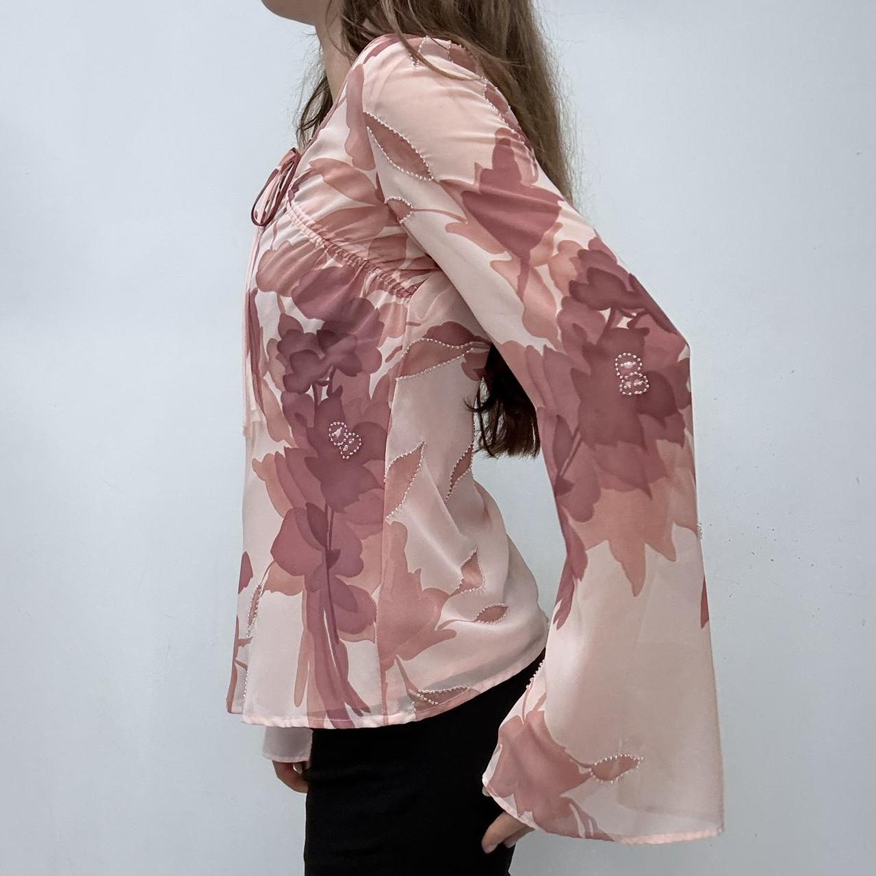 Pink flared floral shirt